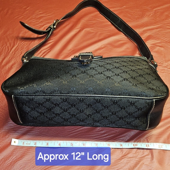 Aigner Monogrammed Canvas & Leather Shoulder Bag w/Signature "A" Logo E.U.C. - Picture 9 of 12